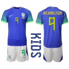 Brasilien Richarlison #9 Bortaställ Barn VM 2022 Korta ärmar (+ Korta byxor)